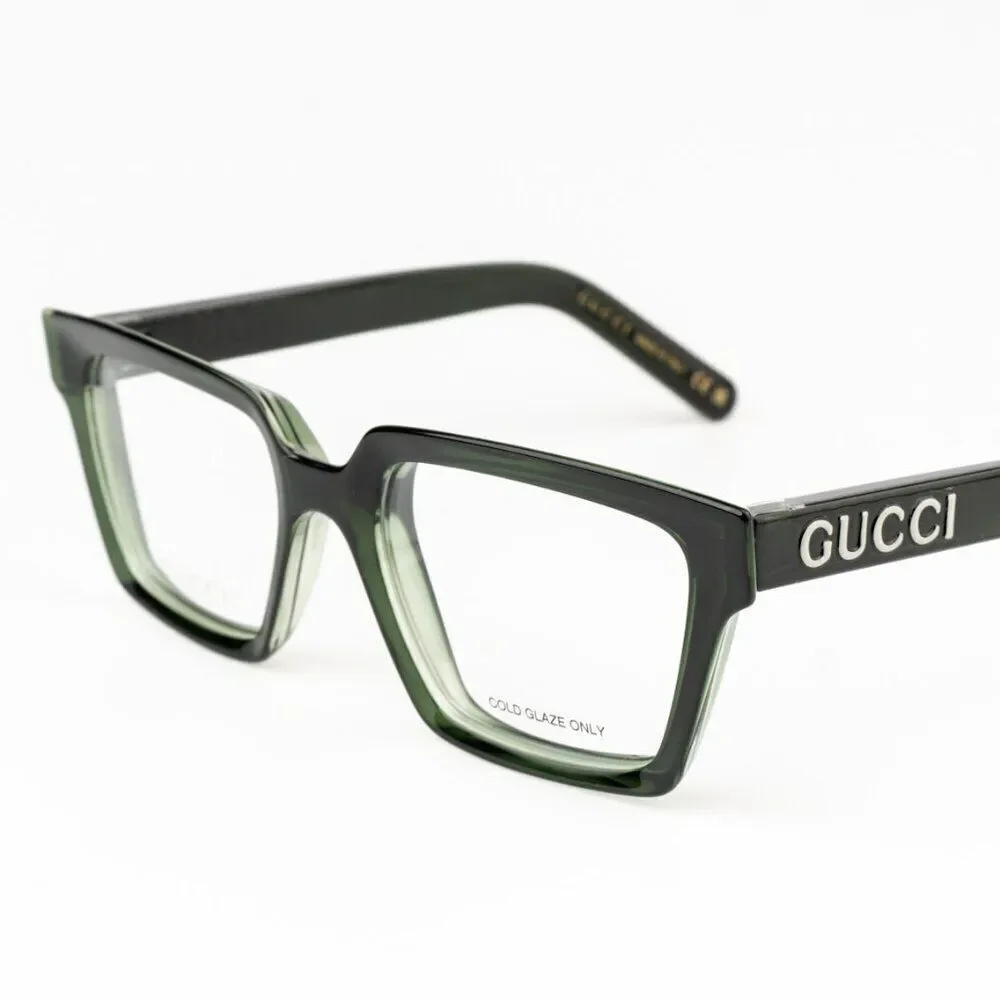 NEW Gucci GG1725O 004 Transparent Dark Green Unisex Square Eyeglasses GG 1725O